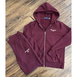 NWOT Polo Ralph Lauren Mens Embroidered Fleece Large Jogger Red Sweatsuit Set
